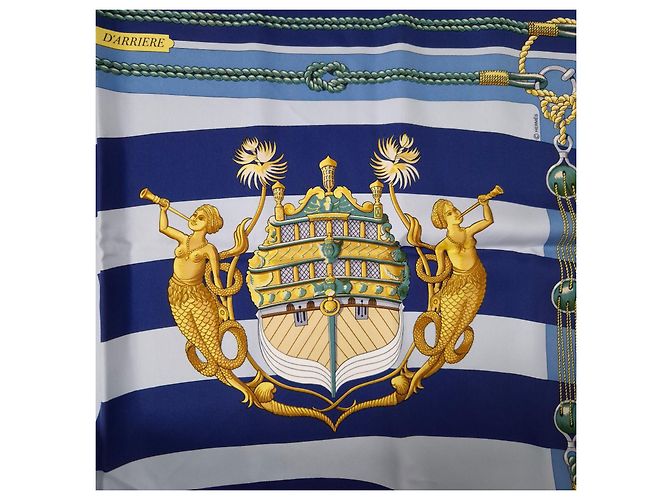 Lenço de seda Hermès Chateaux d'arriere de Julie Abadie Azul Multicor - vista 9