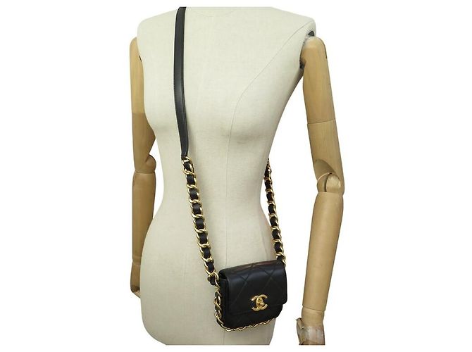 NUOVA BORSA A MANO CHANEL CATENA INTORNO AS2833 BORSA MINI FLAP NERA - vista 7