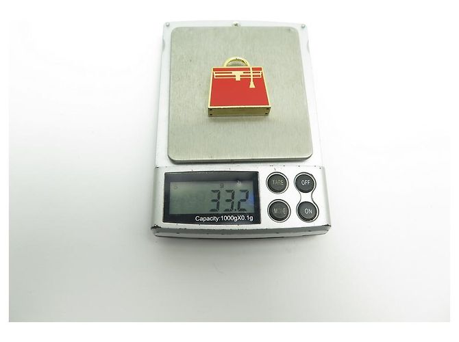 Hermès PENDENTE HERMES ACCESSORIO CURIOSITÀ BORSA KELLY LACCATA H071667FD09 COLLANA Rosso - vista 7