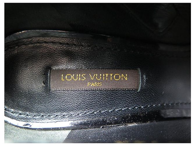 STIVALI ANKLE LOUIS VUITTON MIA 38.5 PELLE LUCIDA E CAMOSCIO Nero - vista 8
