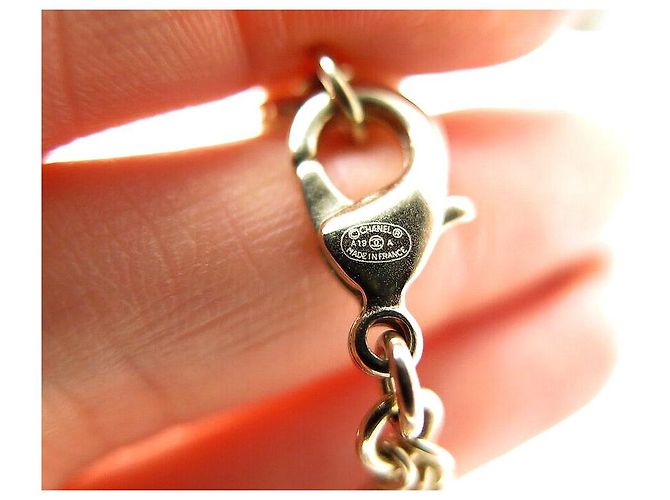 NEUE CHANEL 2018 LANGKETTE PERLEN LEDERBOW CC LOGO STRASS UND STEINE Golden - Ansicht 6