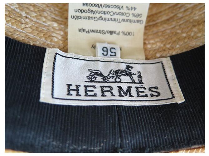 Hermès HERMES PANAMA STROHHUT AUS BEIGEM STROH GRÖSSE 56 SOMMERHUT BAND - Ansicht 7