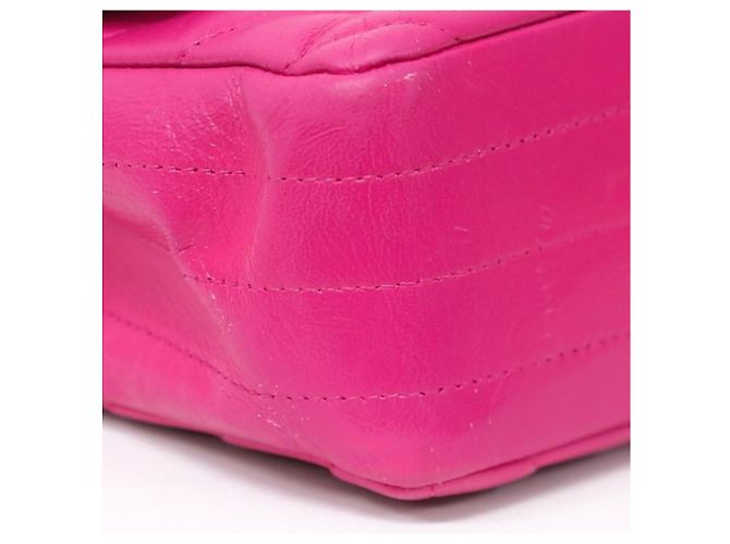 Timeless Bolsa retangular Chanel fúcsia em couro chevron com hardware dourado Fuschia - vista 16