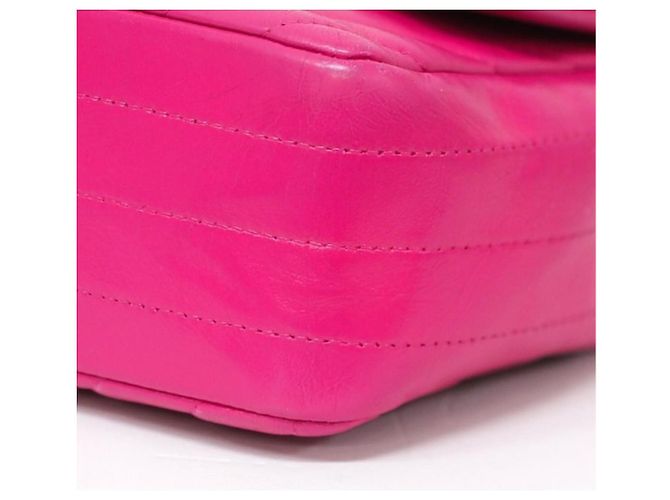 Timeless Bolsa retangular Chanel fúcsia em couro chevron com hardware dourado Fuschia - vista 17