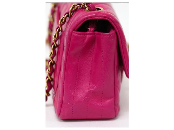 Timeless Bolsa retangular Chanel fúcsia em couro chevron com hardware dourado Fuschia - vista 7