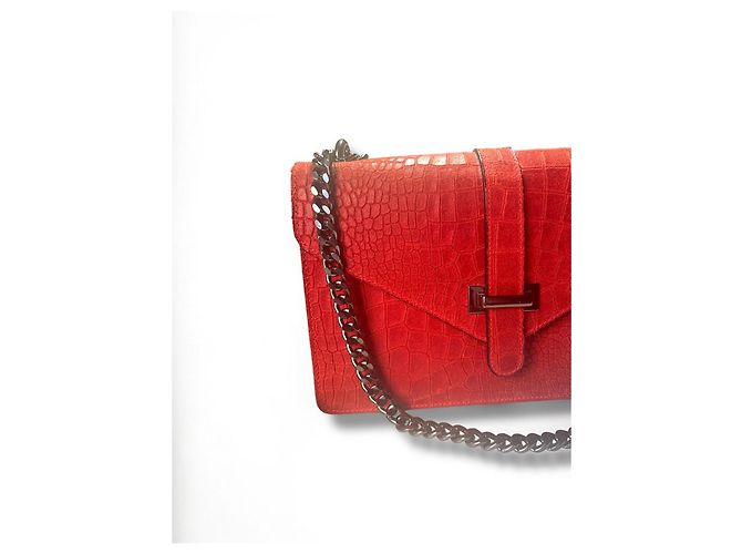 Autre Marque Borsa The Genuine Leather in pelle di coccodrillo rossa Rosso - vista 4