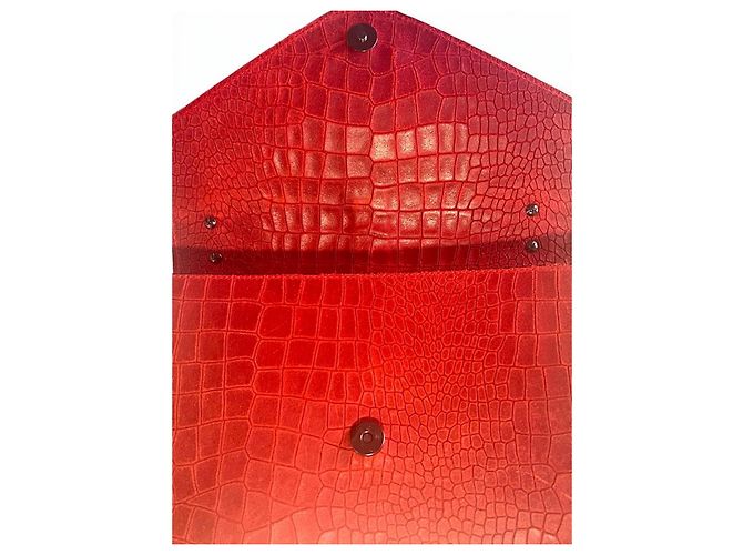 Autre Marque Borsa The Genuine Leather in pelle di coccodrillo rossa Rosso - vista 6