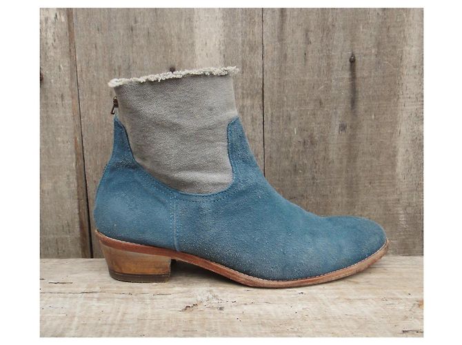 Zadig & Voltaire Teddy Stiefeletten Blau Wildleder und Stoff - Ansicht 2