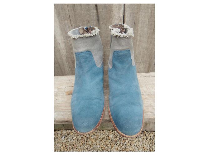 Zadig & Voltaire Teddy Stiefeletten Blau Wildleder und Stoff - Ansicht 4