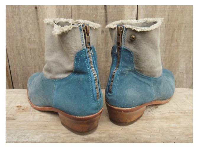 Zadig & Voltaire Teddy Stiefeletten Blau Wildleder und Stoff - Ansicht 5