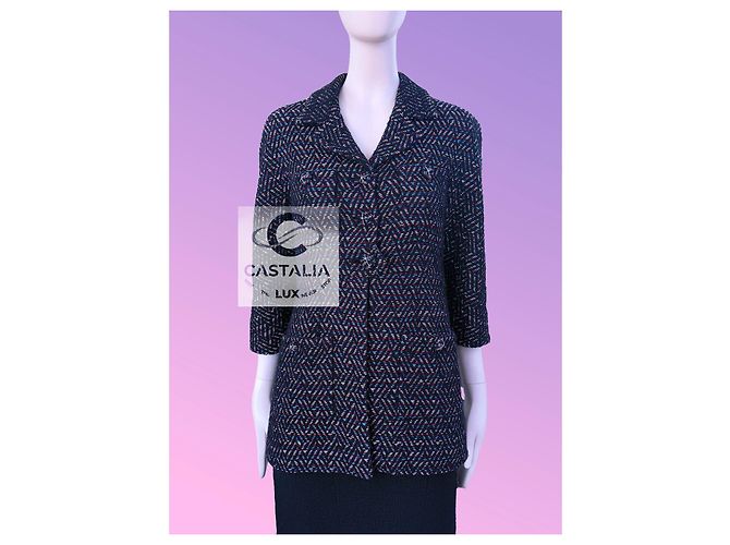 Chanel 12K$ Paris / Monaco bestickte schwarze Tweedjacke - Ansicht 3