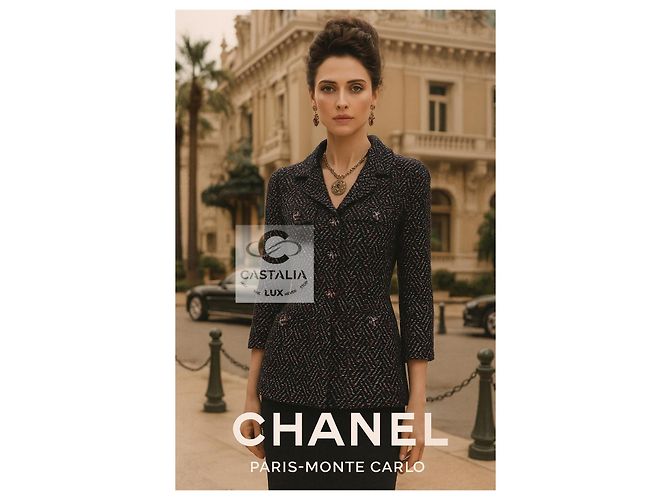 Chanel 12K$ Paris / Monaco bestickte schwarze Tweedjacke - Ansicht 4