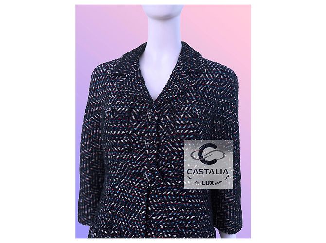 Chanel 12K$ Paris / Monaco bestickte schwarze Tweedjacke - Ansicht 5