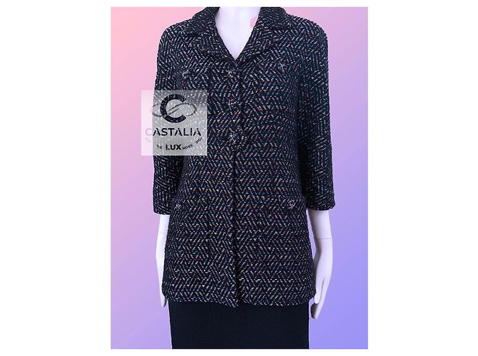 Chanel 12K$ Paris / Monaco bestickte schwarze Tweedjacke - Ansicht 8