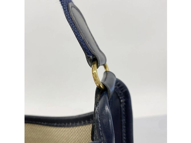 Hermès Borsa a spalla Hermes Vespa PM Toile H in blu navy - vista 9