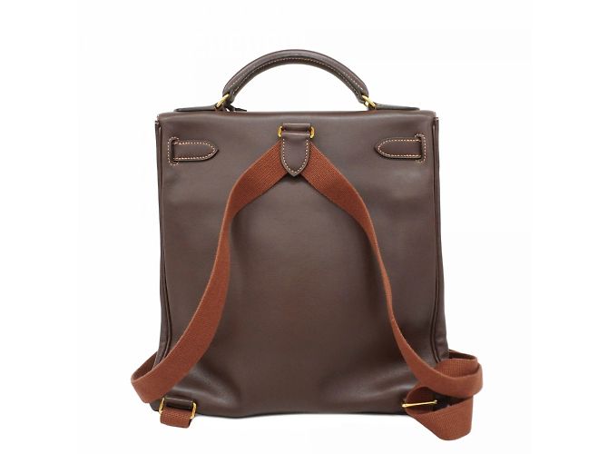 Hermès Zaino Hermes Kelly Ad PM Veau Gulliver Marrone - vista 17