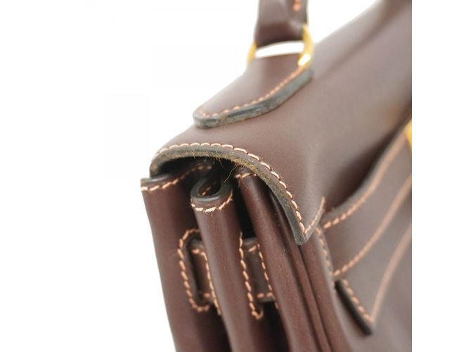 Hermès Zaino Hermes Kelly Ad PM Veau Gulliver Marrone - vista 9