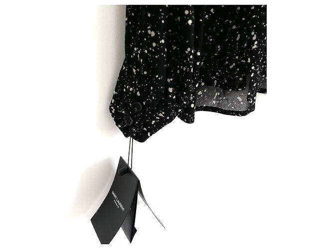 Saint Laurent Star Print Lace Collar Blouse Pre-Fall 2015 Black - view 4