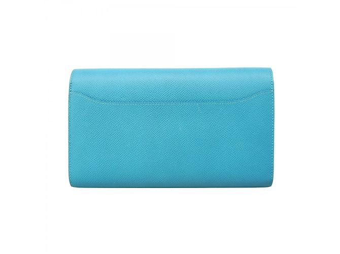 Hermès Portafoglio Lungo Hermes Constance Veau Epsom Blu Nero Y Stamp - vista 12