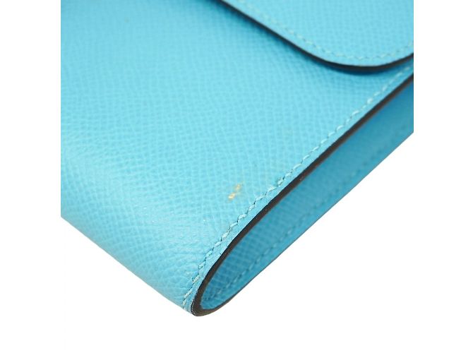Hermès Portafoglio Lungo Hermes Constance Veau Epsom Blu Nero Y Stamp - vista 5