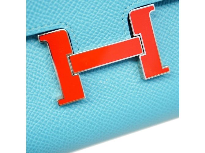 Hermès Portafoglio Lungo Hermes Constance Veau Epsom Blu Nero Y Stamp - vista 6