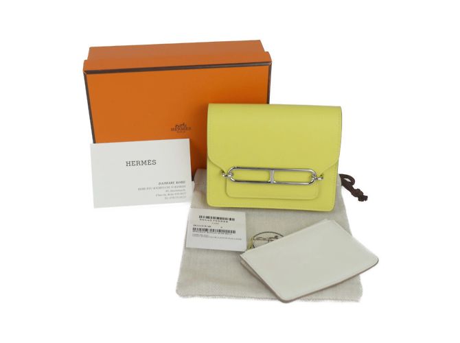 Hermès Portafoglio bi-fold Hermes Lauris Luli in lime D'oro - vista 10