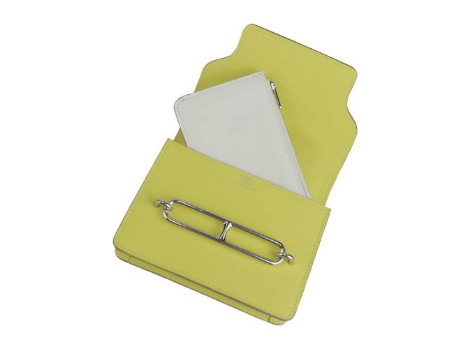 Hermès Portafoglio bi-fold Hermes Lauris Luli in lime D'oro - vista 9