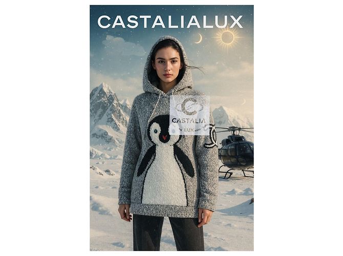 Chanel Collectors Trophy Bouclé CC Pinguin Hoodie 42 FR Grau - Ansicht 3