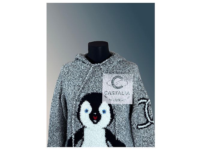 Chanel Collectors Trophy Bouclé CC Pinguin Hoodie 42 FR Grau - Ansicht 6