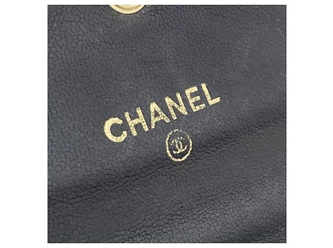 Cartera tri-fold de piel de ternera granulada negra Chanel Negro - vista 12