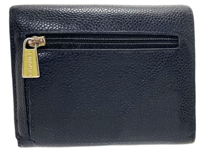 Cartera tri-fold de piel de ternera granulada negra Chanel Negro - vista 2