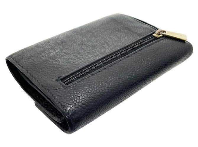 Cartera tri-fold de piel de ternera granulada negra Chanel Negro - vista 3