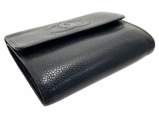 Cartera tri-fold de piel de ternera granulada negra Chanel Negro - vista 4