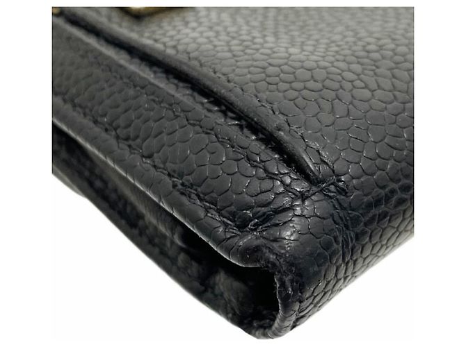 Cartera tri-fold de piel de ternera granulada negra Chanel Negro - vista 5