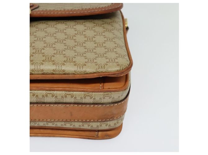 Céline Bolso de Hombro de Lona Macadam CELINE Beige Dorado Auth 124879 - vista 15