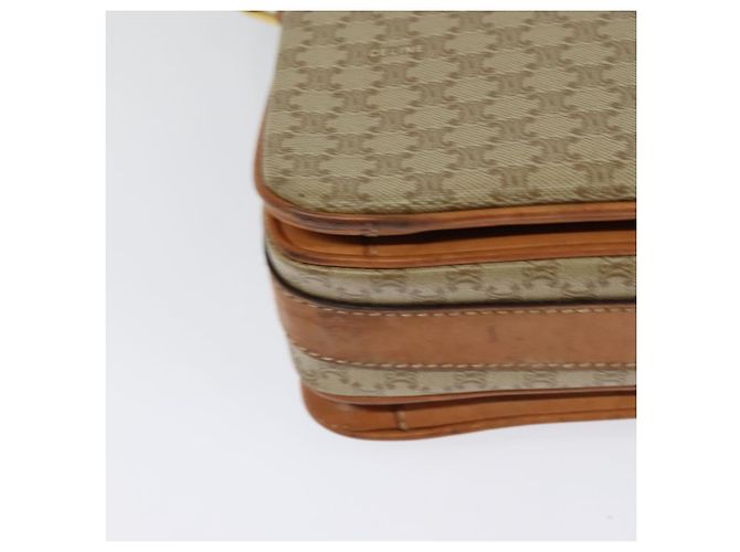 Céline Bolso de Hombro de Lona Macadam CELINE Beige Dorado Auth 124879 - vista 16