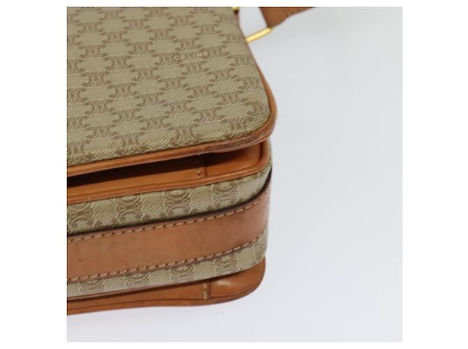 Céline Bolso de Hombro de Lona Macadam CELINE Beige Dorado Auth 124879 - vista 17