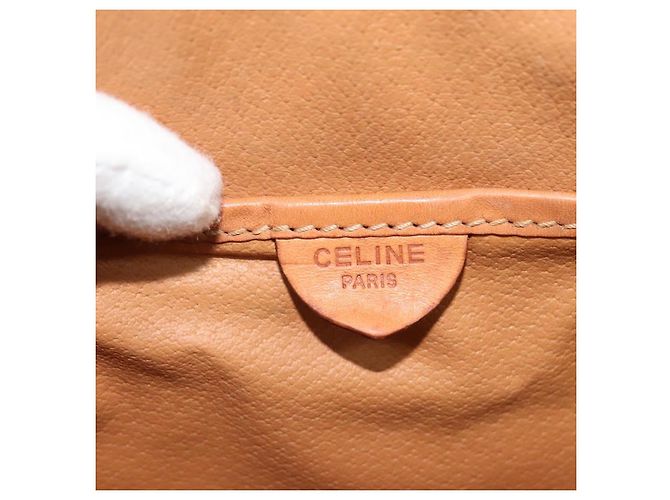 Céline Bolso de Hombro de Lona Macadam CELINE Beige Dorado Auth 124879 - vista 19