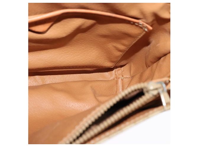 Céline Bolso de Hombro de Lona Macadam CELINE Beige Dorado Auth 124879 - vista 20