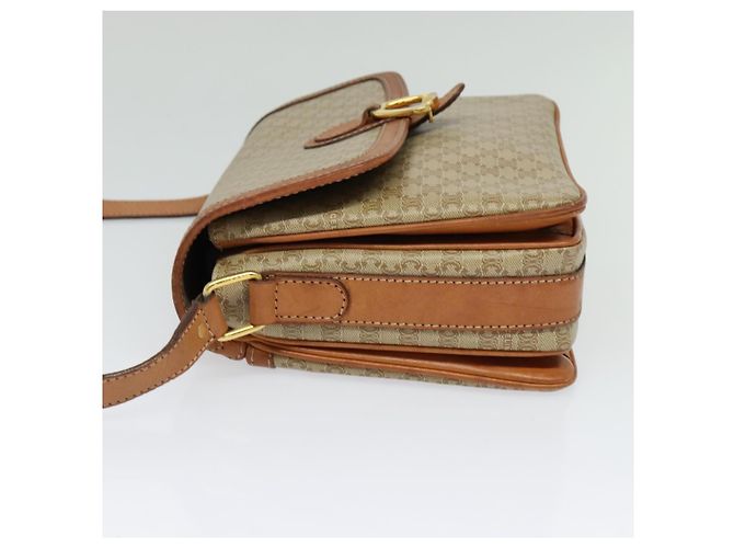 Céline Bolso de Hombro de Lona Macadam CELINE Beige Dorado Auth 124879 - vista 3