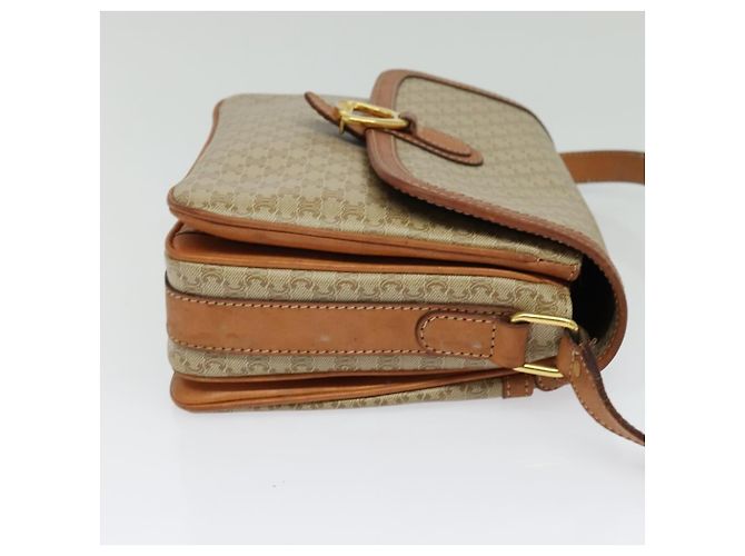 Céline Bolso de Hombro de Lona Macadam CELINE Beige Dorado Auth 124879 - vista 4