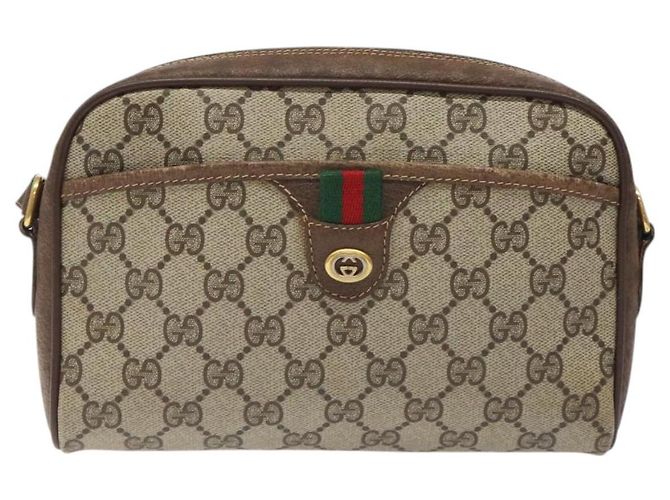 Borsa a spalla GUCCI GG Supreme Web Sherry Line PVC Beige 116 02 089 Auth 118603 D'oro - vista 13