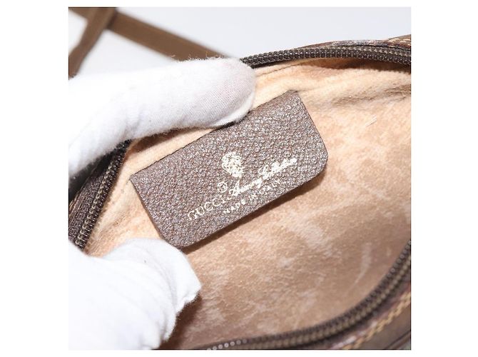 Borsa a spalla GUCCI GG Supreme Web Sherry Line PVC Beige 116 02 089 Auth 118603 D'oro - vista 19