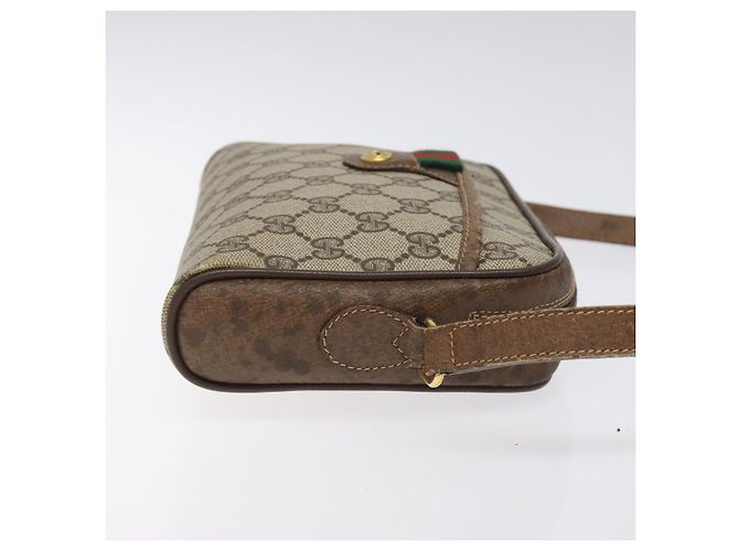 Borsa a spalla GUCCI GG Supreme Web Sherry Line PVC Beige 116 02 089 Auth 118603 D'oro - vista 3