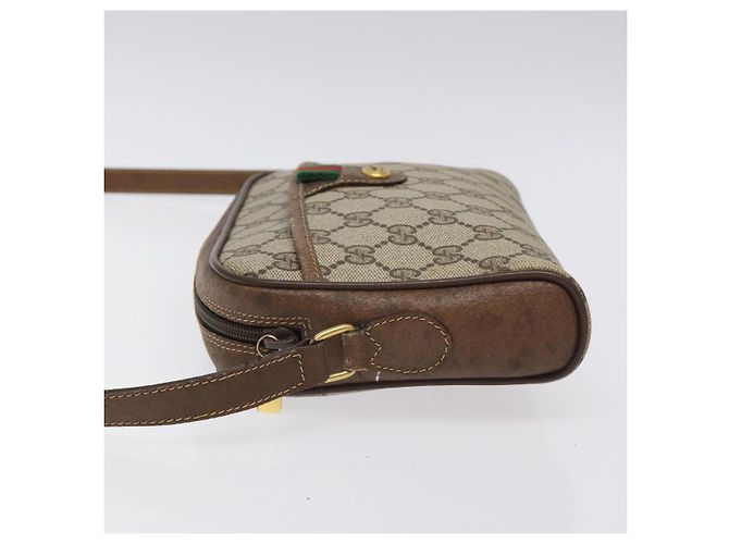 Borsa a spalla GUCCI GG Supreme Web Sherry Line PVC Beige 116 02 089 Auth 118603 D'oro - vista 4