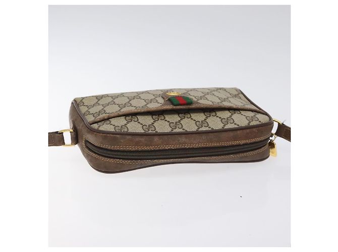 Borsa a spalla GUCCI GG Supreme Web Sherry Line PVC Beige 116 02 089 Auth 118603 D'oro - vista 6