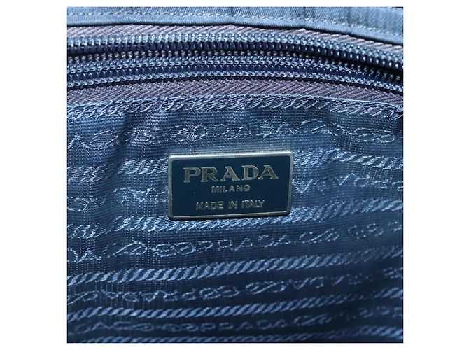 PRADA Borsa a mano in nylon blu navy oro Auth 126301 D'oro - vista 18