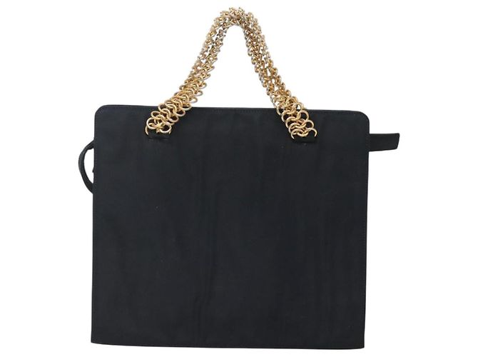 PRADA Borsa a mano in nylon blu navy oro Auth 126301 D'oro - vista 2