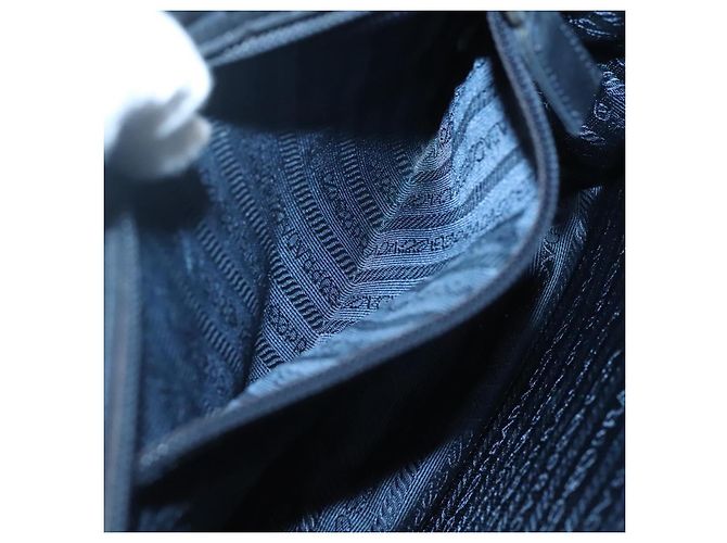 PRADA Borsa a mano in nylon blu navy oro Auth 126301 D'oro - vista 21