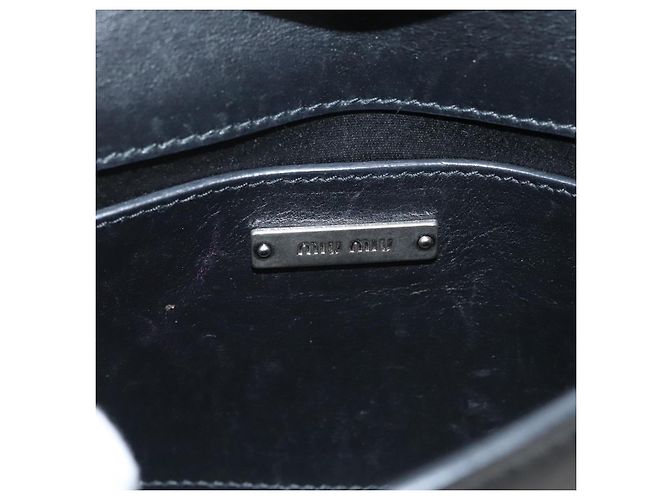 Borsa a spalla Miu Miu in pelle nera e argento Auth 124763 Nero - vista 19
